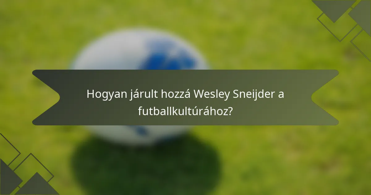 Hogyan járult hozzá Wesley Sneijder a futballkultúrához?