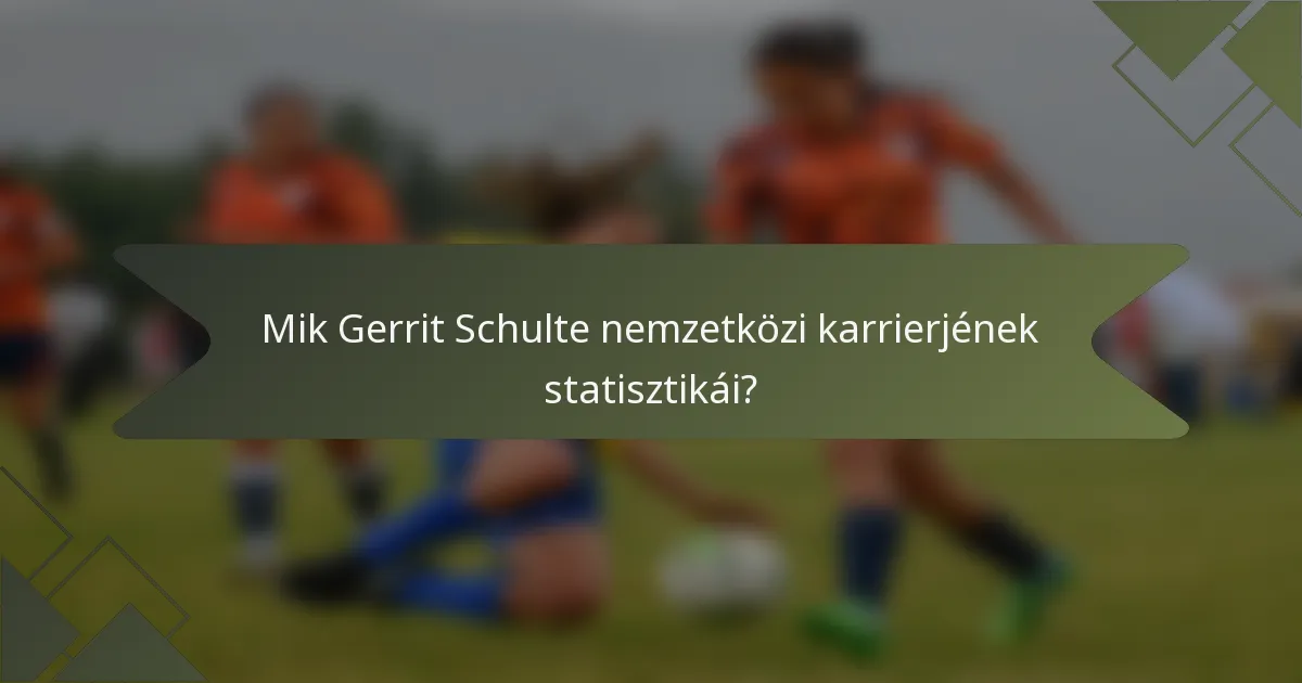Mik Gerrit Schulte nemzetközi karrierjének statisztikái?