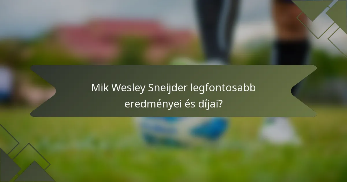 Mik Wesley Sneijder legfontosabb eredményei és díjai?