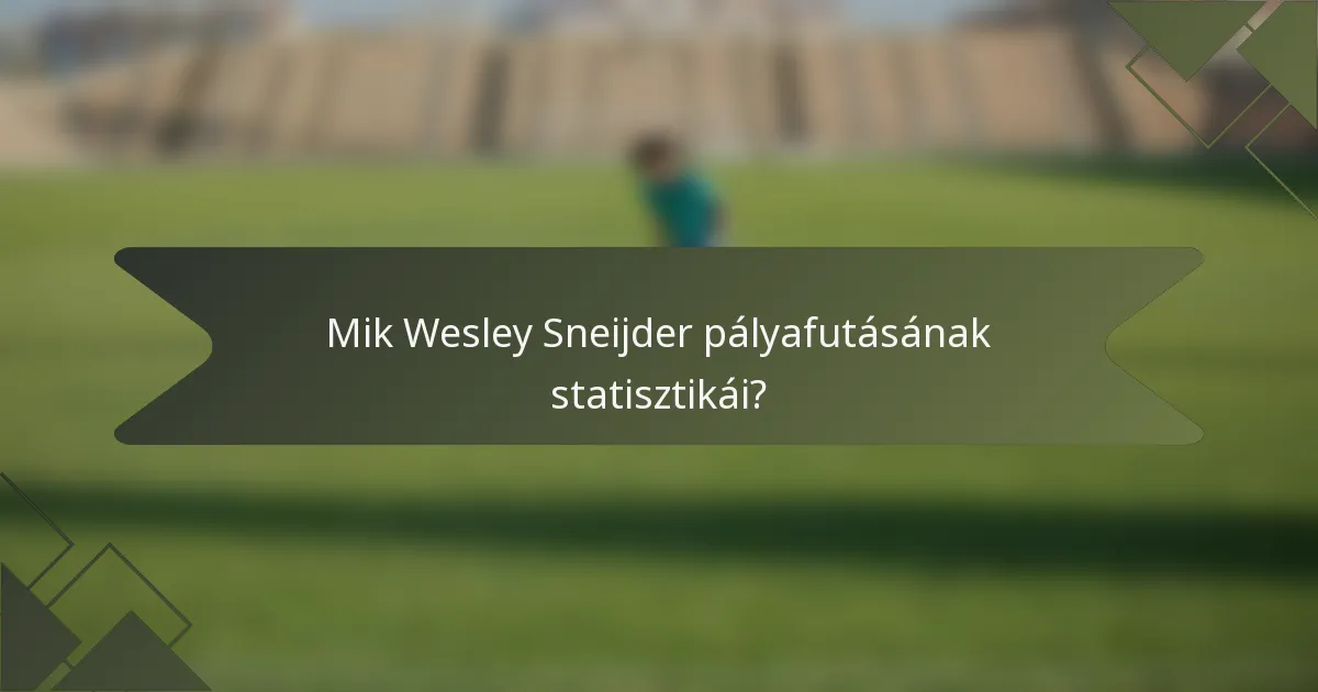 Mik Wesley Sneijder pályafutásának statisztikái?