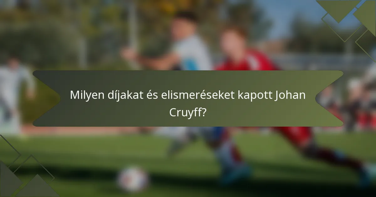 Milyen díjakat és elismeréseket kapott Johan Cruyff?