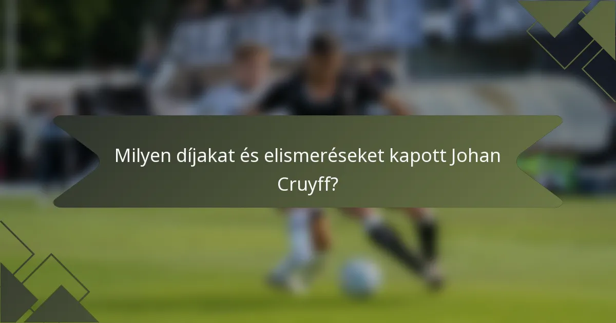 Milyen díjakat és elismeréseket kapott Johan Cruyff?