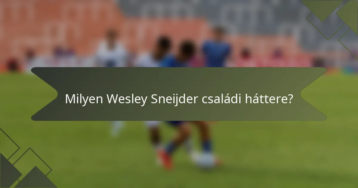 Milyen Wesley Sneijder családi háttere?