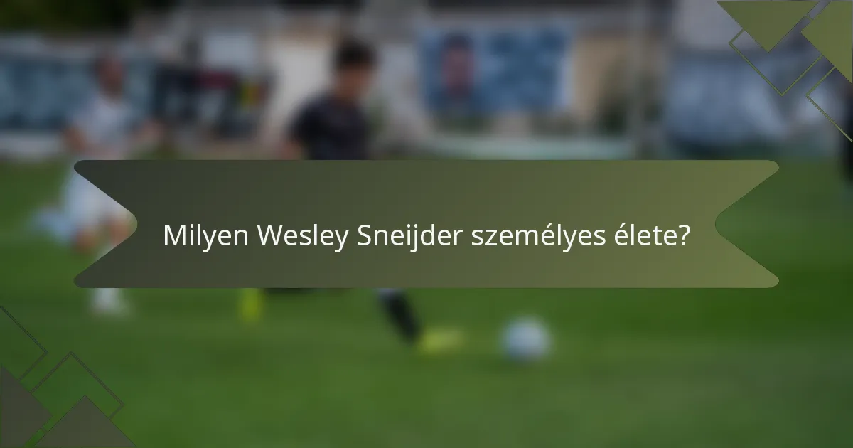 Milyen Wesley Sneijder személyes élete?